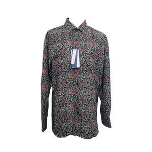 Silver Stone Men’s Shirt Black Paisley Collection Modern Fit Button-Down Size XL